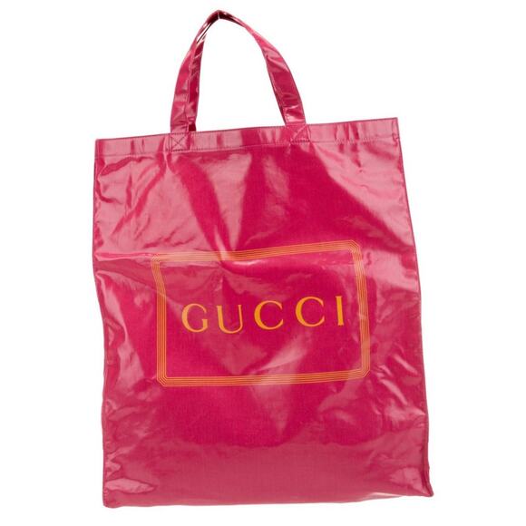 GUCCI Pink Coated Canvas Montecarlo Frame Logo Large Vertical Tote Bag - Picture 16 of 16